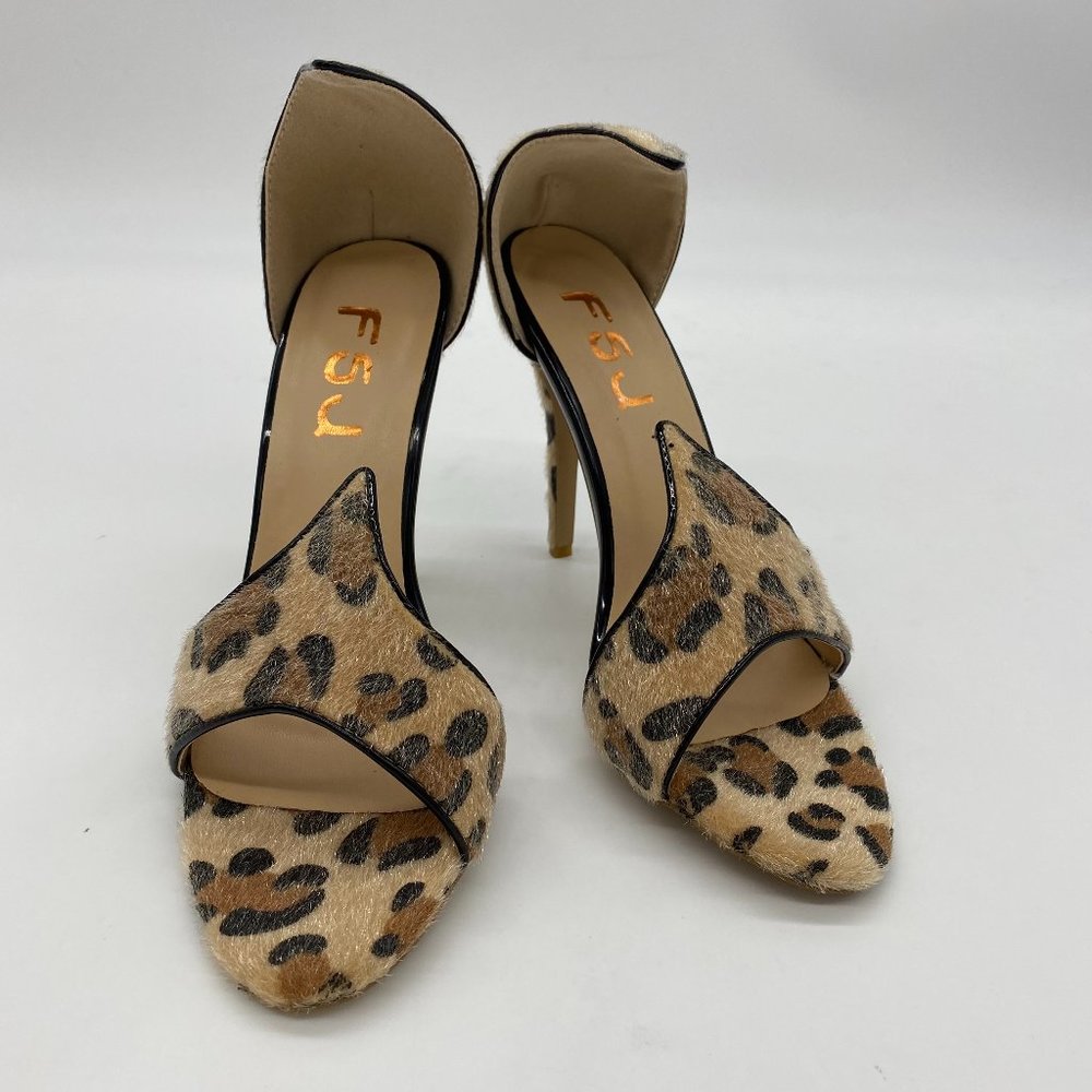 FSJ Leopard Print Heels Stiletto Heel Sandals